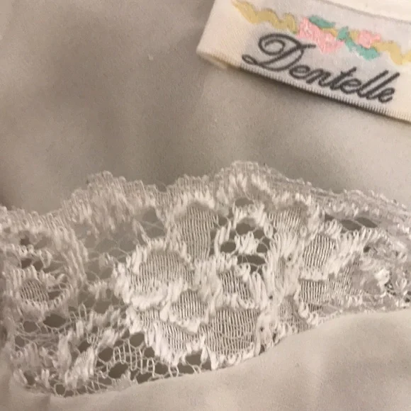 Vintage SLIP Dress Shear w Lace off White by Dentelle Size M - Picture 14 of 15